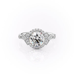 The Halo Stephanie Set With A 1 Carat Round Lab Diamond