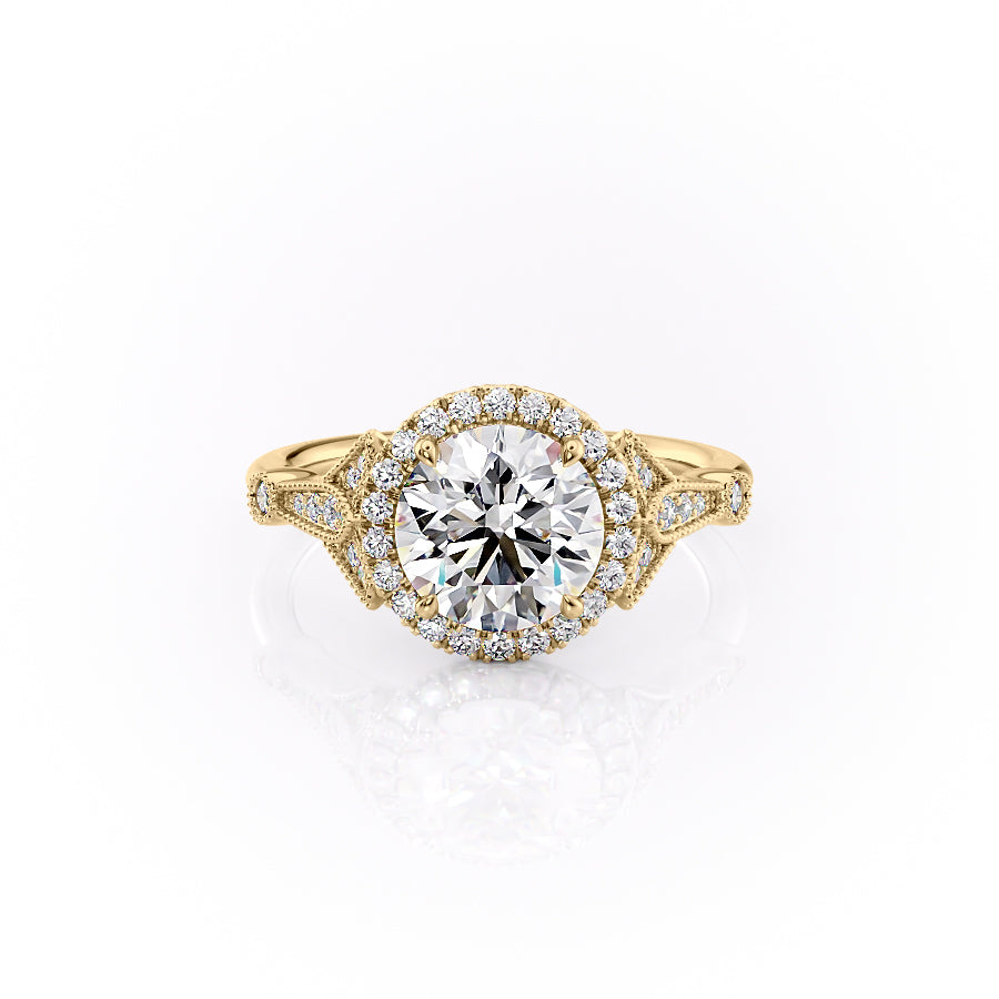 The Halo Stephanie Set With A 1 Carat Round Moissanite
