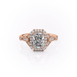 The Halo Stephanie Set With A 2.5 Carat Radiant Moissanite