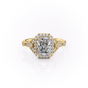 The Halo Stephanie Set With A 2 Carat Radiant Lab Diamond