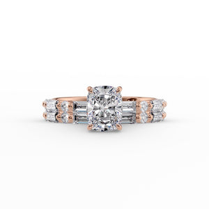 The Patricia Set With A 2.5 Carat Elongated Cushion Moissanite