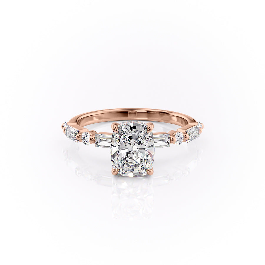 The Patricia Set With A 1 Carat Elongated Cushion Moissanite