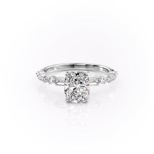 The Patricia Set With A 2.5 Carat Elongated Cushion Moissanite