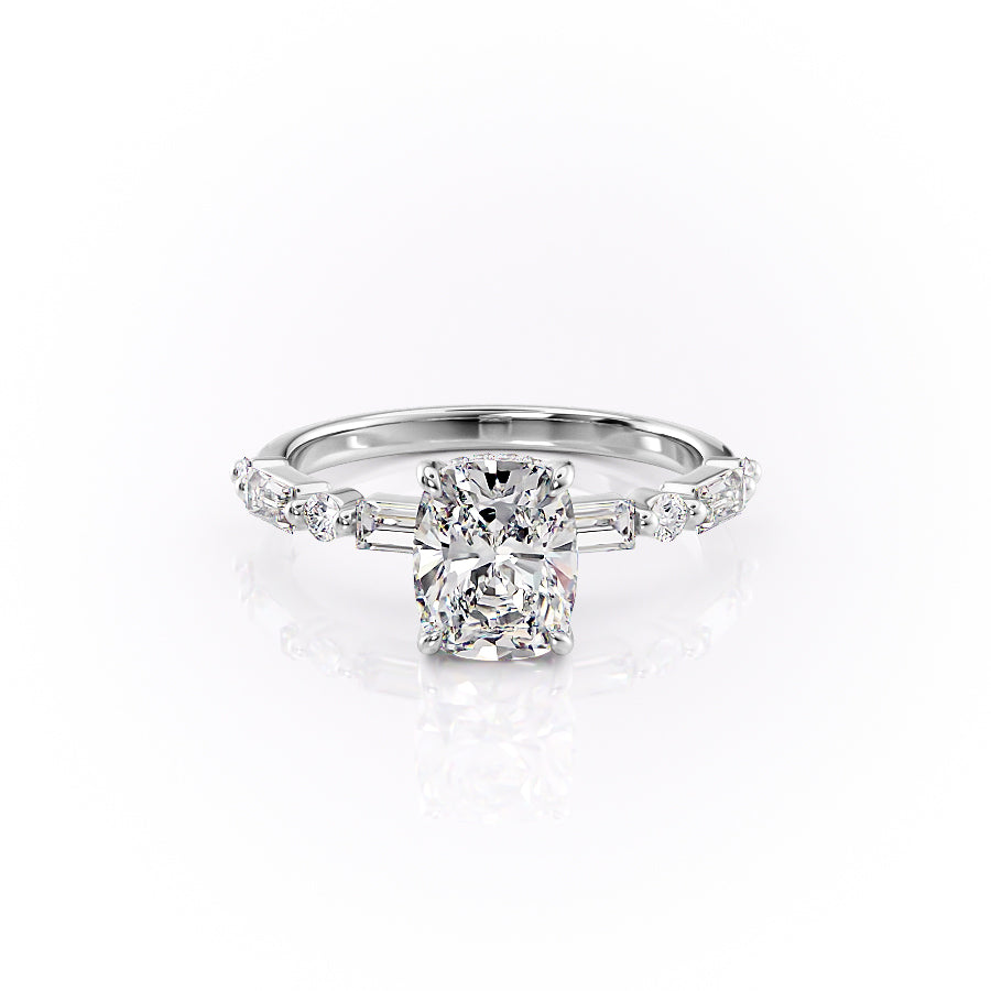 The Patricia Set With A 1 Carat Elongated Cushion Lab Diamond