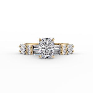 The Patricia Set With A 5 Carat Elongated Cushion Moissanite
