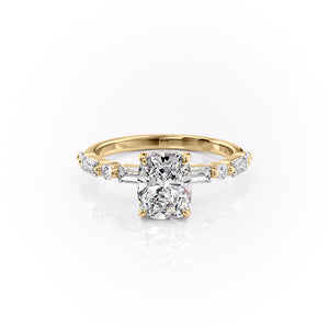 The Patricia Set With A 2.5 Carat Elongated Cushion Lab Diamond