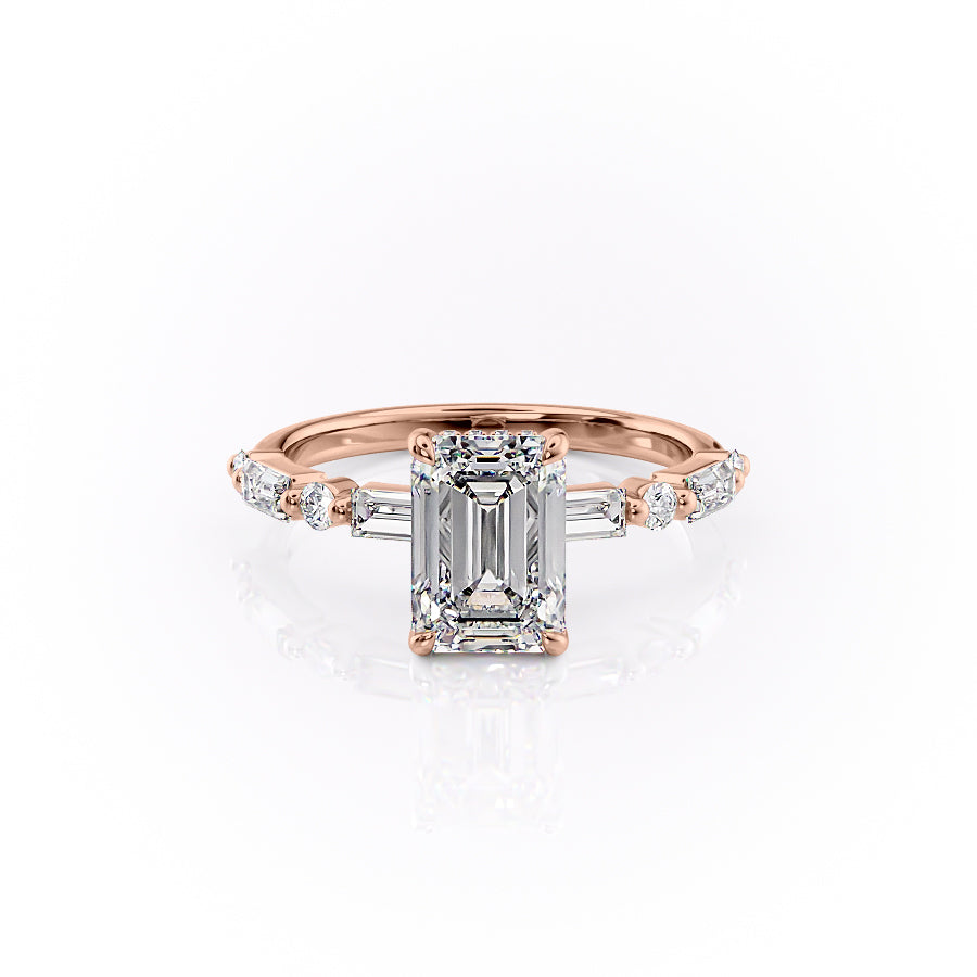 The Patricia Set With A 4 Carat Emerald Moissanite