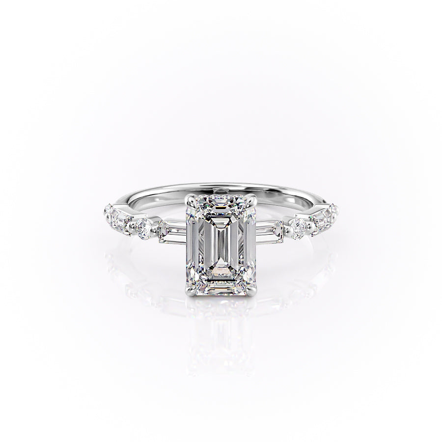 The Patricia Set With A 2 Carat Emerald Moissanite