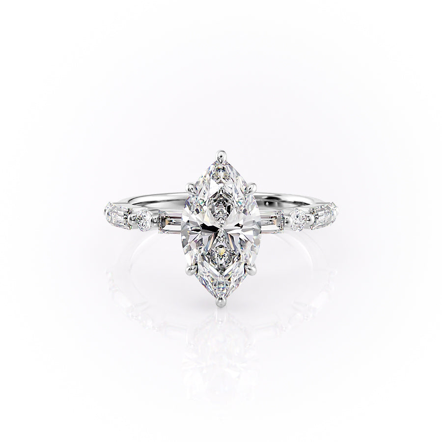 The Patricia Set With A 4 Carat Marquise Moissanite