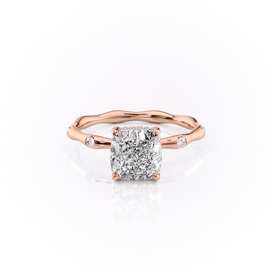 The Samantha Set With A 2.5 Carat Cushion Lab Diamond