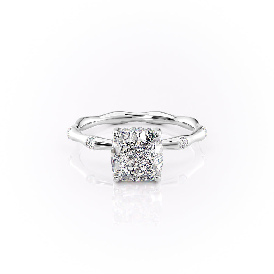 The Samantha Set With A 2.5 Carat Cushion Lab Diamond