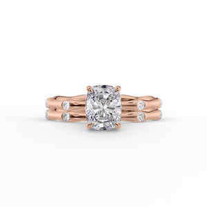 The Samantha Set With A 1.5 Carat Elongated Cushion Lab Diamond