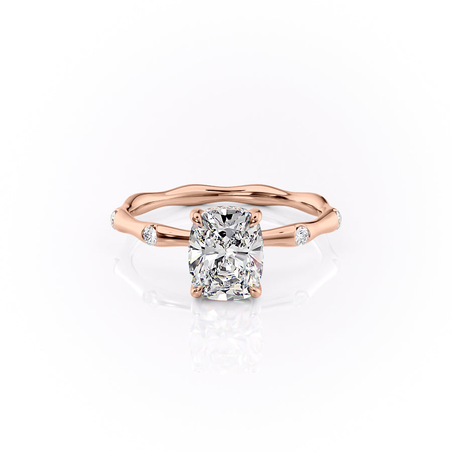 The Samantha Set With A 1 Carat Elongated Cushion Lab Diamond