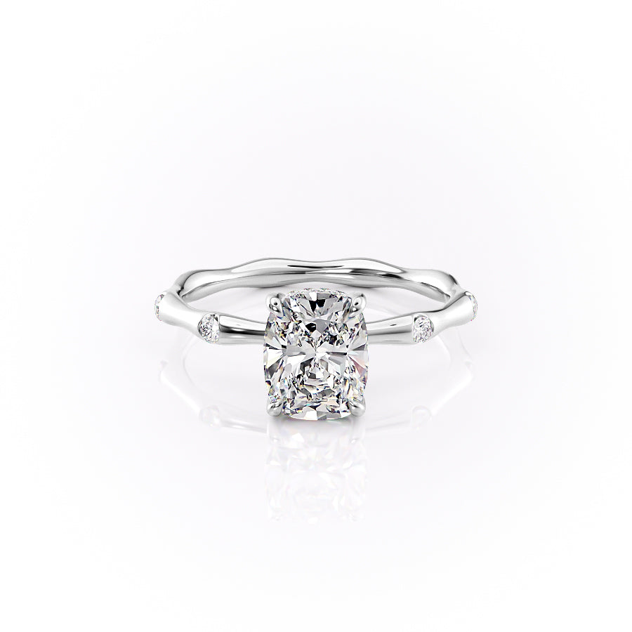 The Samantha Set With A 2 Carat Elongated Cushion Lab Diamond