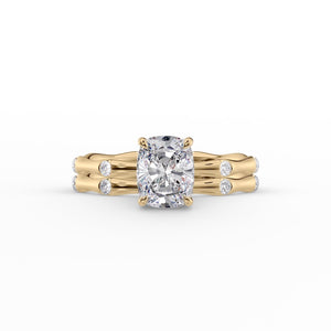 The Samantha Set With A 3 Carat Elongated Cushion Lab Diamond