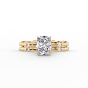 The Samantha Set With A 1.5 Carat Elongated Cushion Lab Diamond