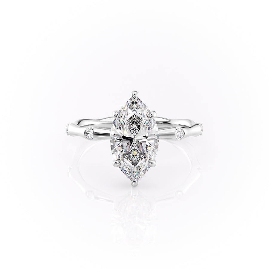 The Samantha Set With A 2.5 Carat Marquise Lab Diamond