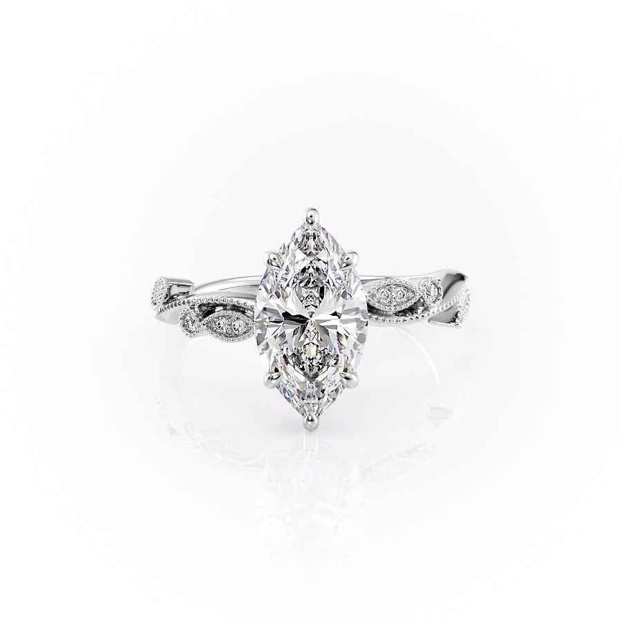 The Robin Set With A 1 Carat Marquise Lab Diamond