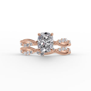 The Daisy Set With A 3 Carat Elongated Cushion Lab Diamond