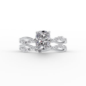The Daisy Set With A 2.5 Carat Elongated Cushion Lab Diamond