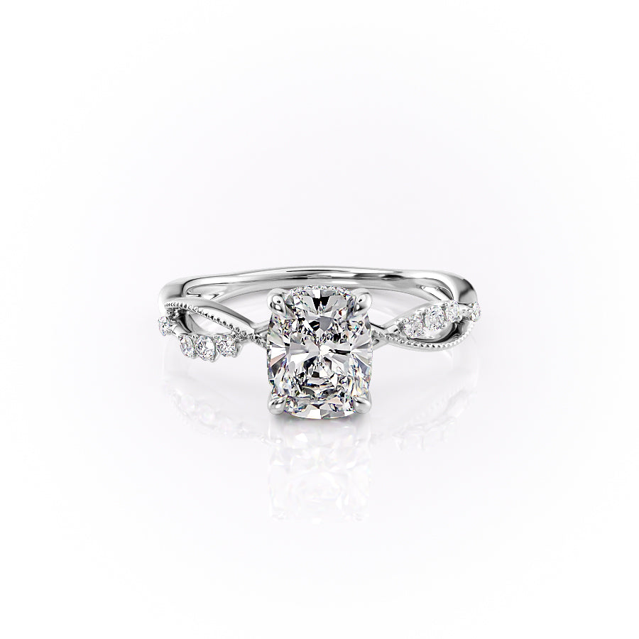 The Daisy Set With A 2.5 Carat Elongated Cushion Lab Diamond