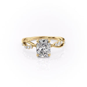 The Daisy Set With A 2.5 Carat Elongated Cushion Lab Diamond