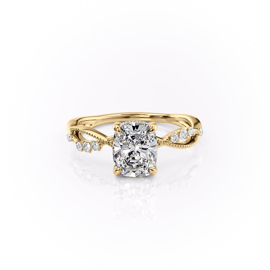 The Daisy Set With A 2.5 Carat Elongated Cushion Lab Diamond