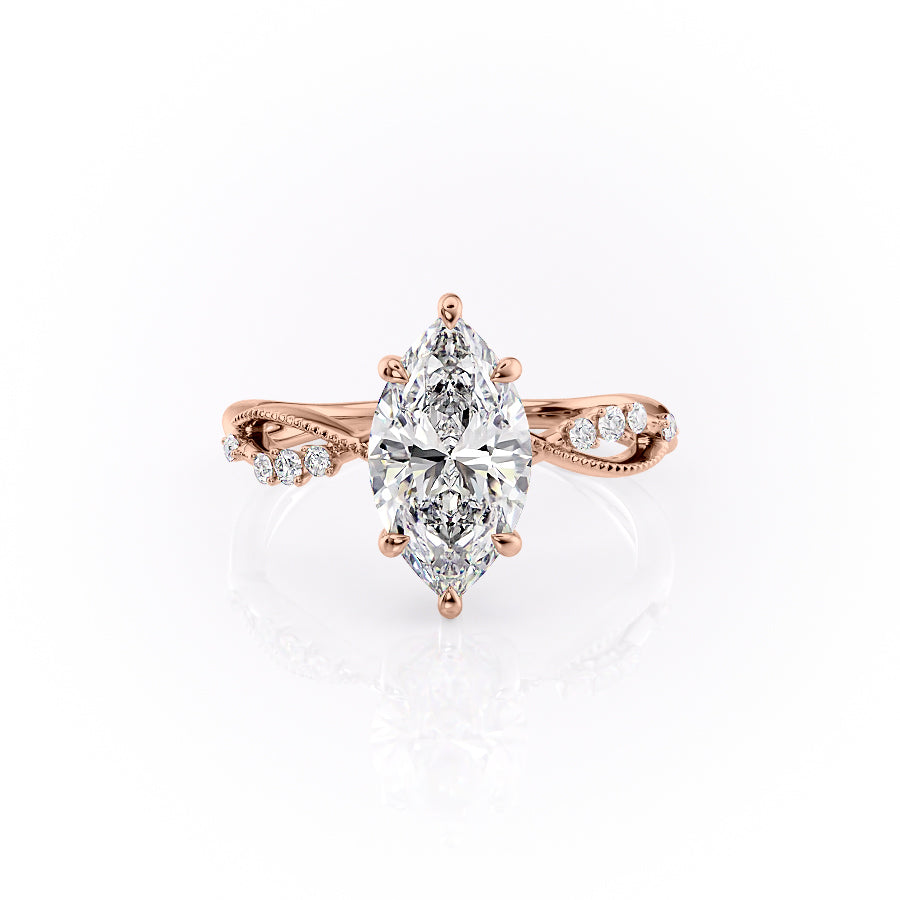The Daisy Set With A 2.5 Carat Marquise Lab Diamond
