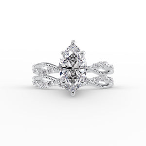 The Daisy Set With A 1 Carat Marquise Lab Diamond