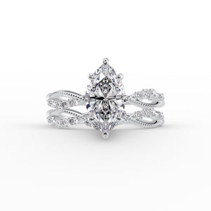 The Daisy Set With A 3 Carat Marquise Lab Diamond