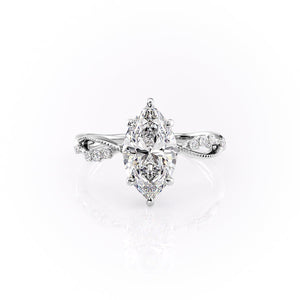 The Daisy Set With A 3 Carat Marquise Lab Diamond
