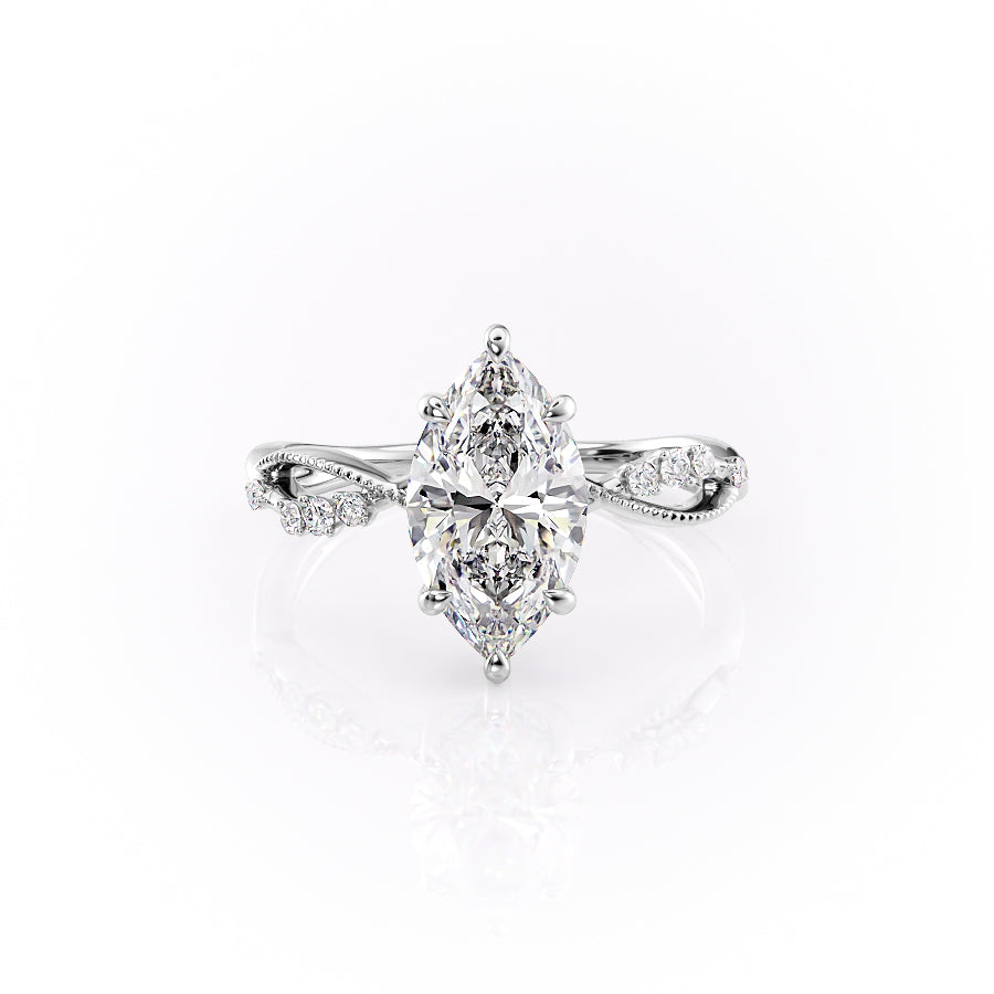 The Daisy Set With A 1.5 Carat Marquise Lab Diamond