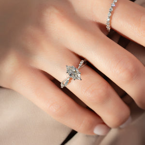 The Daisy Set With A 1 Carat Marquise Lab Diamond