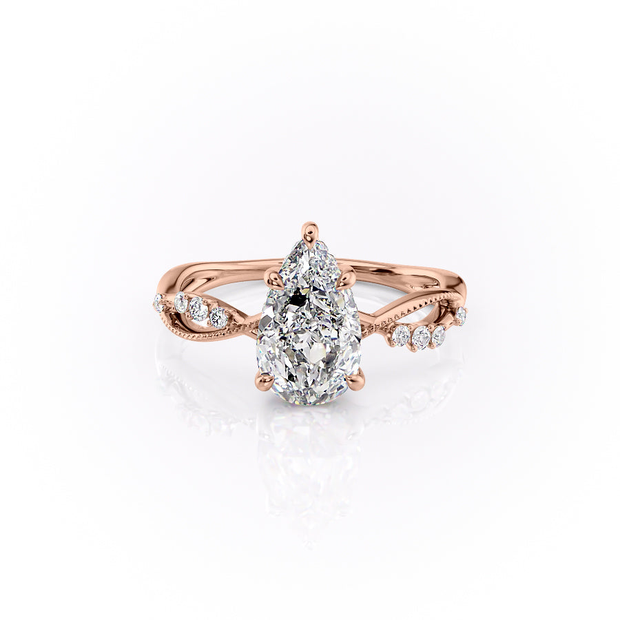 The Daisy Set With A 3 Carat Pear Lab Diamond