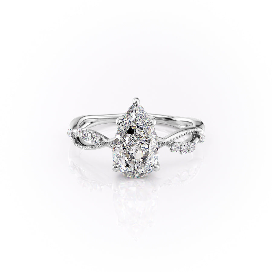 The Daisy Set With A 1 Carat Pear Lab Diamond