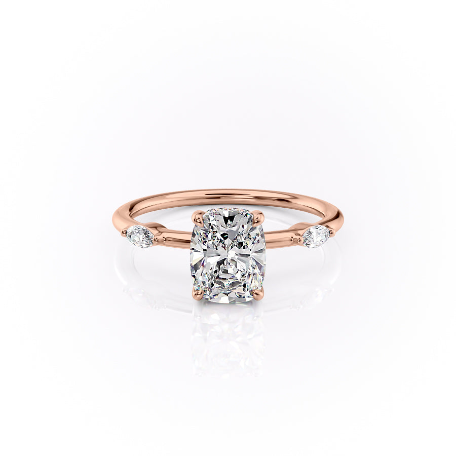 The Nicole Set With A 3 Carat Elongated Cushion Lab Diamond