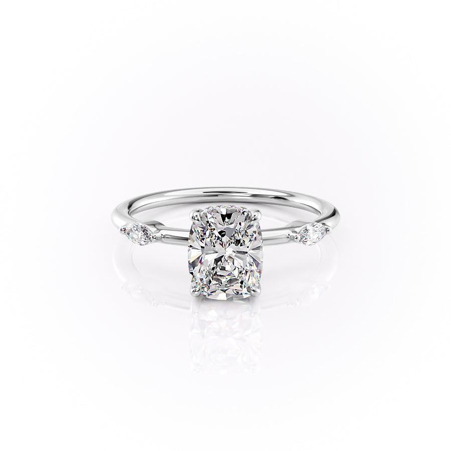 The Nicole Set With A 1.5 Carat Elongated Cushion Lab Diamond