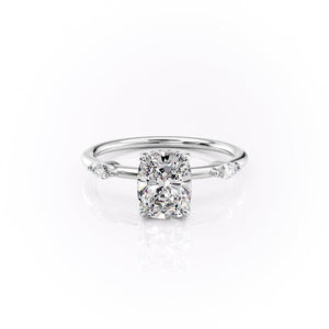 The Nicole Set With A 3 Carat Elongated Cushion Lab Diamond