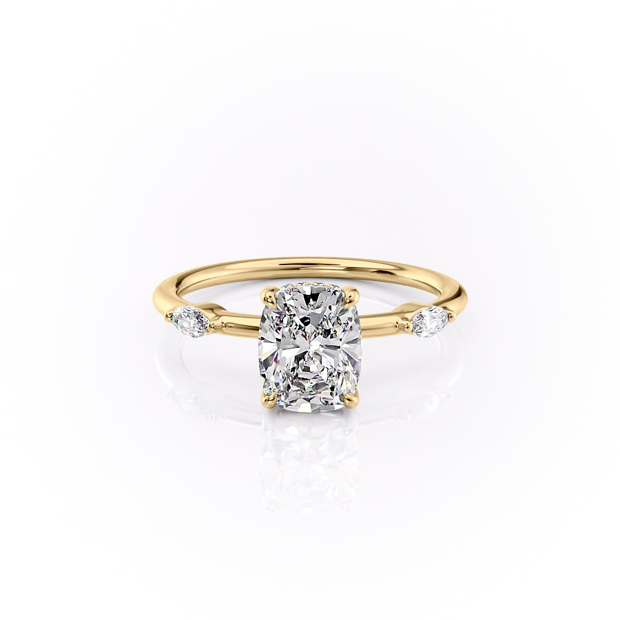 The Nicole Set With A 1 Carat Elongated Cushion Lab Diamond