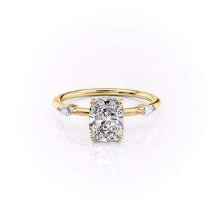 The Nicole Set With A 1.5 Carat Elongated Cushion Lab Diamond