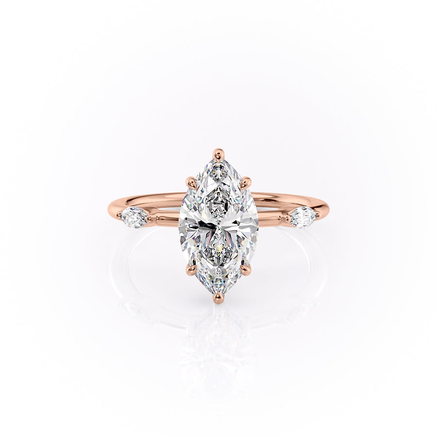 The Nicole Set With A 3 Carat Marquise Lab Diamond