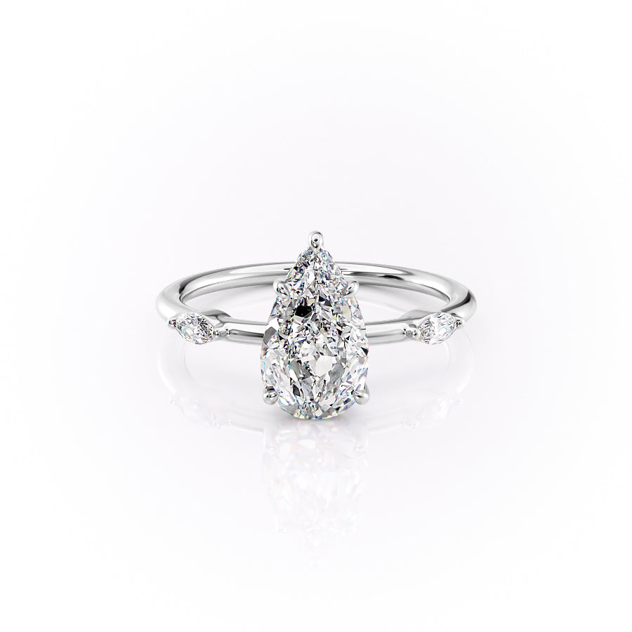 The Nicole Set With A 3 Carat Pear Lab Diamond