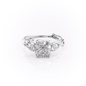 The Three Stone Twig Set With A 2.5 Carat Cushion Moissanite
