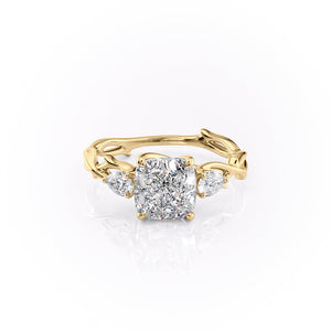 The Three Stone Twig Set With A 1 Carat Cushion Lab Diamond