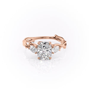 The Three Stone Twig Set With A 4.5 Carat Elongated Cushion Moissanite