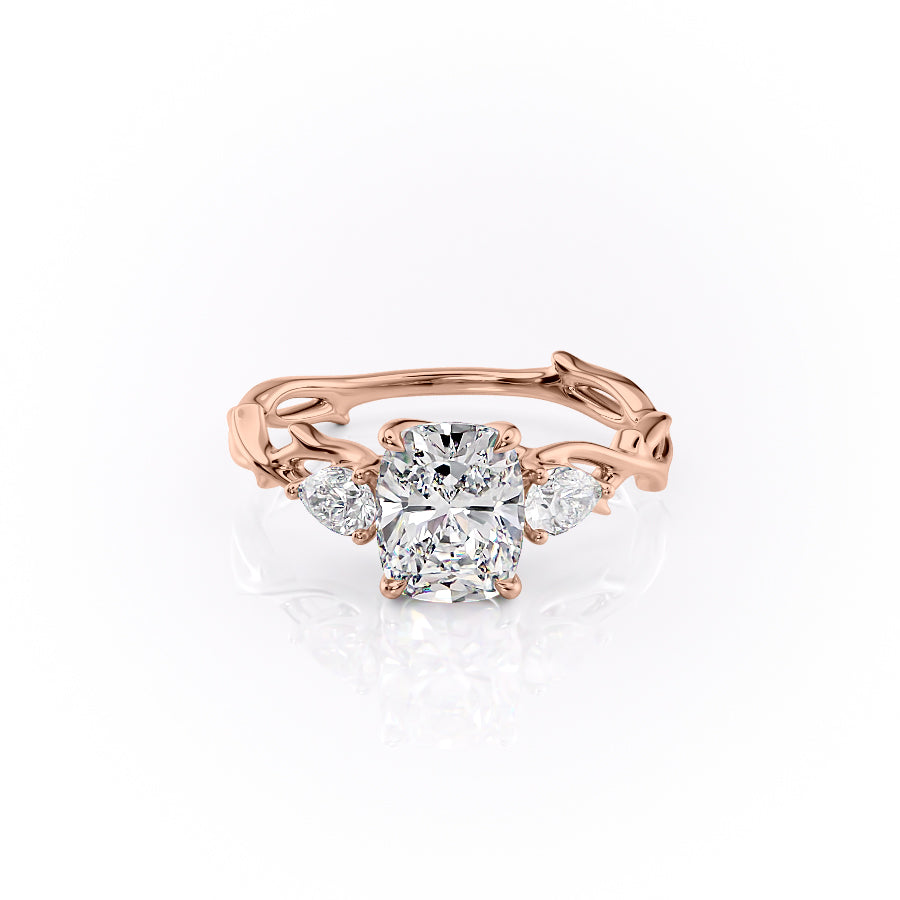 The Three Stone Twig Set With A 1.5 Carat Elongated Cushion Moissanite