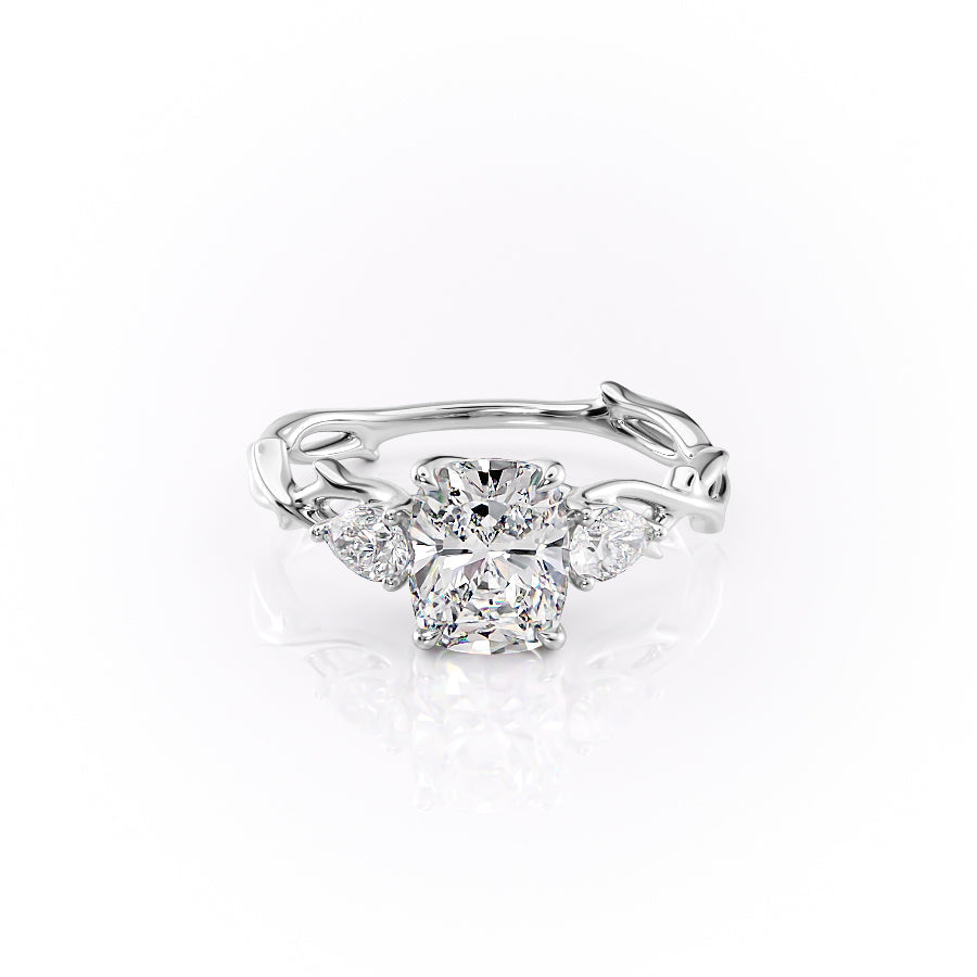 The Three Stone Twig Set With A 3 Carat Elongated Cushion Lab Diamond