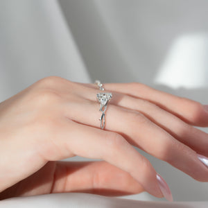 The Three Stone Twig Set With A 2 Carat Elongated Cushion Lab Diamond