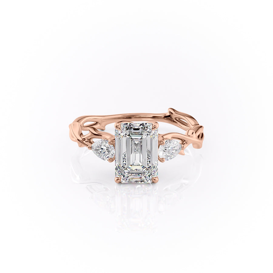 The Three Stone Twig Set With A 2.5 Carat Emerald Lab Diamond