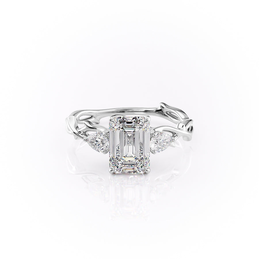 The Three Stone Twig Set With A 1.5 Carat Emerald Lab Diamond